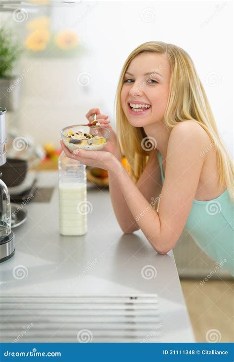Horny Petite Teen Having Breakfast