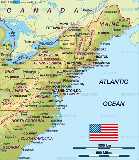 Map Of East Coast Usa Region In United States Welt Atlas De Map Of East Coast Usa Region In United States Welt Atlas De