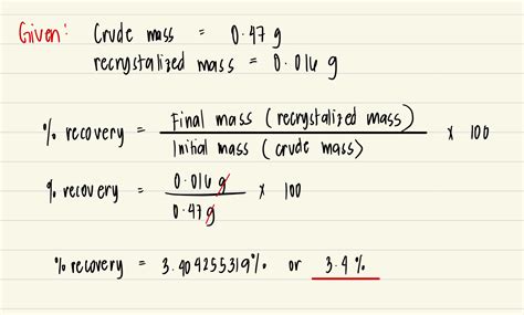 Percent Recovery Formula Chemistry Percent Recovery Formula Chemistry